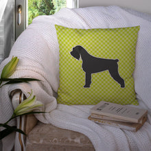 Load image into Gallery viewer, Giant Schnauzer Checkerboard Green Throw Pillow - 14x14 Decorative Pillow – Art for Your Home &amp; Patio BB3873PW1414