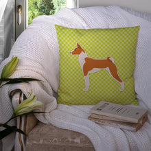 Load image into Gallery viewer, Basenji Checkerboard Green Throw Pillow - 14x14 Decorative Pillow – Art for Your Home &amp; Patio BB3874PW1414