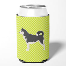 Load image into Gallery viewer, Siberian Husky Checkerboard Green Can or Bottle Hugger BB3880CC