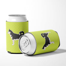 Load image into Gallery viewer, Siberian Husky Checkerboard Green Can or Bottle Hugger BB3880CC