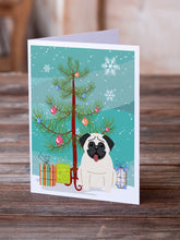 Load image into Gallery viewer, Merry Christmas Tree Pug Cream Greeting Cards Pack of 8