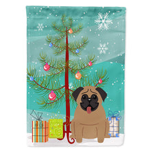 Load image into Gallery viewer, Merry Christmas Tree Pug Brown Flag Canvas House Size BB4130CHF