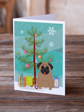 Load image into Gallery viewer, Merry Christmas Tree Pug Brown Greeting Cards Pack of 8