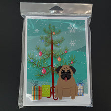 Load image into Gallery viewer, Merry Christmas Tree Pug Brown Greeting Cards Pack of 8