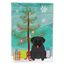Load image into Gallery viewer, Merry Christmas Tree Pug Black Flag Canvas House Size BB4131CHF