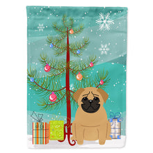 Load image into Gallery viewer, Merry Christmas Tree Pug Brown Flag Canvas House Size BB4132CHF