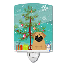 Load image into Gallery viewer, Merry Christmas Tree Pug Brown Ceramic Night Light BB4132CNL