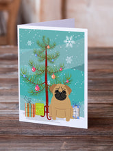 Load image into Gallery viewer, Merry Christmas Tree Pug Brown Greeting Cards Pack of 8