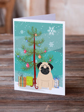 Load image into Gallery viewer, Merry Christmas Tree Pug Fawn Greeting Cards Pack of 8