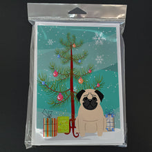 Load image into Gallery viewer, Merry Christmas Tree Pug Fawn Greeting Cards Pack of 8