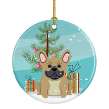 Load image into Gallery viewer, Merry Christmas Tree French Bulldog Cream Ornament - Round Ceramic Ornament – Artist-Designed Keepsake Decoration BB4135CO1