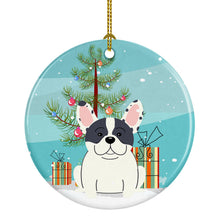 Load image into Gallery viewer, Merry Christmas Tree French Bulldog Piebald Ornament - Round Ceramic Ornament – Artist-Designed Keepsake Decoration BB4136CO1