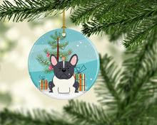 Load image into Gallery viewer, Merry Christmas Tree French Bulldog Black White Ornament - Round Ceramic Ornament – Artist-Designed Keepsake Decoration BB4137CO1