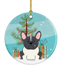 Load image into Gallery viewer, Merry Christmas Tree French Bulldog Black White Ornament - Round Ceramic Ornament – Artist-Designed Keepsake Decoration BB4137CO1