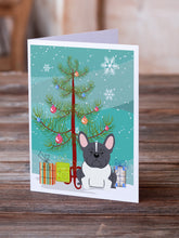 Load image into Gallery viewer, Merry Christmas Tree French Bulldog Black White Greeting Cards Pack of 8
