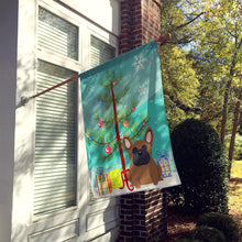 Load image into Gallery viewer, Merry Christmas Tree French Bulldog Brown Flag Canvas House Size BB4138CHF