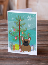 Load image into Gallery viewer, Merry Christmas Tree French Bulldog Brown Greeting Cards Pack of 8