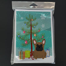 Load image into Gallery viewer, Merry Christmas Tree French Bulldog Brown Greeting Cards Pack of 8