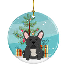 Load image into Gallery viewer, Merry Christmas Tree French Bulldog Black Ornament - Round Ceramic Ornament – Artist-Designed Keepsake Decoration BB4139CO1