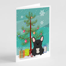 Load image into Gallery viewer, Merry Christmas Tree French Bulldog Black Greeting Cards Pack of 8