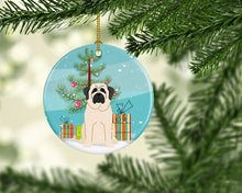Load image into Gallery viewer, Merry Christmas Tree Mastiff White Ornament - Round Ceramic Ornament – Artist-Designed Keepsake Decoration BB4142CO1