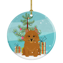 Load image into Gallery viewer, Merry Christmas Tree Norwich Terrier Ornament - Round Ceramic Ornament – Artist-Designed Keepsake Decoration BB4145CO1