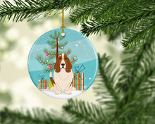 Load image into Gallery viewer, Merry Christmas Tree Basset Hound Ornament - Round Ceramic Ornament – Artist-Designed Keepsake Decoration BB4146CO1