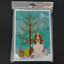 Load image into Gallery viewer, Merry Christmas Tree Basset Hound Greeting Cards Pack of 8