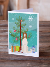 Load image into Gallery viewer, Merry Christmas Tree Borzoi Greeting Cards Pack of 8