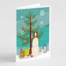 Load image into Gallery viewer, Merry Christmas Tree Borzoi Greeting Cards Pack of 8