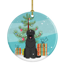 Load image into Gallery viewer, Merry Christmas Tree Black Russian Terrier Ornament - Round Ceramic Ornament – Artist-Designed Keepsake Decoration BB4151CO1