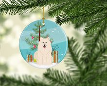 Load image into Gallery viewer, Merry Christmas Tree Samoyed Ornament - Round Ceramic Ornament – Artist-Designed Keepsake Decoration BB4155CO1
