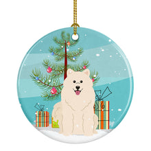 Load image into Gallery viewer, Merry Christmas Tree Samoyed Ornament - Round Ceramic Ornament – Artist-Designed Keepsake Decoration BB4155CO1