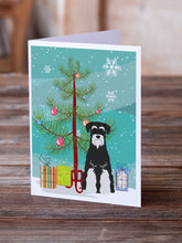 Load image into Gallery viewer, Merry Christmas Tree Standard Schnauzer Salt and Pepper Greeting Cards Pack of 8