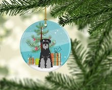 Load image into Gallery viewer, Merry Christmas Tree Standard Schnauzer Black Grey Ornament - Round Ceramic Ornament – Artist-Designed Keepsake Decoration BB4159CO1
