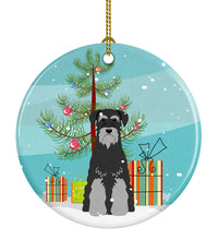 Load image into Gallery viewer, Merry Christmas Tree Standard Schnauzer Black Grey Ornament - Round Ceramic Ornament – Artist-Designed Keepsake Decoration BB4159CO1