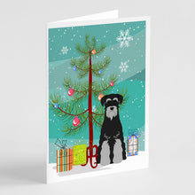 Load image into Gallery viewer, Merry Christmas Tree Standard Schnauzer Black Grey Greeting Cards Pack of 8