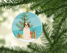 Load image into Gallery viewer, Merry Christmas Tree Saint Bernard Ornament - Round Ceramic Ornament – Artist-Designed Keepsake Decoration BB4160CO1