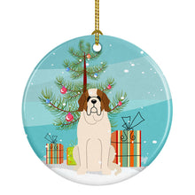 Load image into Gallery viewer, Merry Christmas Tree Saint Bernard Ornament - Round Ceramic Ornament – Artist-Designed Keepsake Decoration BB4160CO1