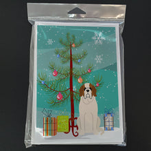 Load image into Gallery viewer, Merry Christmas Tree Saint Bernard Greeting Cards Pack of 8