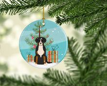 Load image into Gallery viewer, Merry Christmas Tree Greater Swiss Mountain Dog Ornament - Round Ceramic Ornament – Artist-Designed Keepsake Decoration BB4162CO1