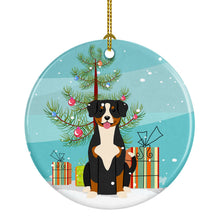 Load image into Gallery viewer, Merry Christmas Tree Entlebucher Ornament - Round Ceramic Ornament – Artist-Designed Keepsake Decoration BB4163CO1