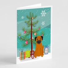Load image into Gallery viewer, Merry Christmas Tree Border Terrier Greeting Cards Pack of 8