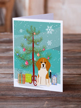 Load image into Gallery viewer, Merry Christmas Tree Beagle Tricolor Greeting Cards Pack of 8