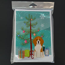 Load image into Gallery viewer, Merry Christmas Tree Beagle Tricolor Greeting Cards Pack of 8