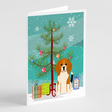 Load image into Gallery viewer, Merry Christmas Tree Beagle Tricolor Greeting Cards Pack of 8
