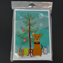 Load image into Gallery viewer, Merry Christmas Tree Airedale Greeting Cards Pack of 8