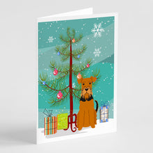 Load image into Gallery viewer, Merry Christmas Tree Airedale Greeting Cards Pack of 8