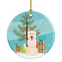Load image into Gallery viewer, Merry Christmas Tree White German Shepherd Ornament - Round Ceramic Ornament – Artist-Designed Keepsake Decoration BB4170CO1
