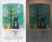 Load image into Gallery viewer, Merry Christmas Tree Staffordshire Bull Terrier Blue Ceramic Night Light BB4171CNL